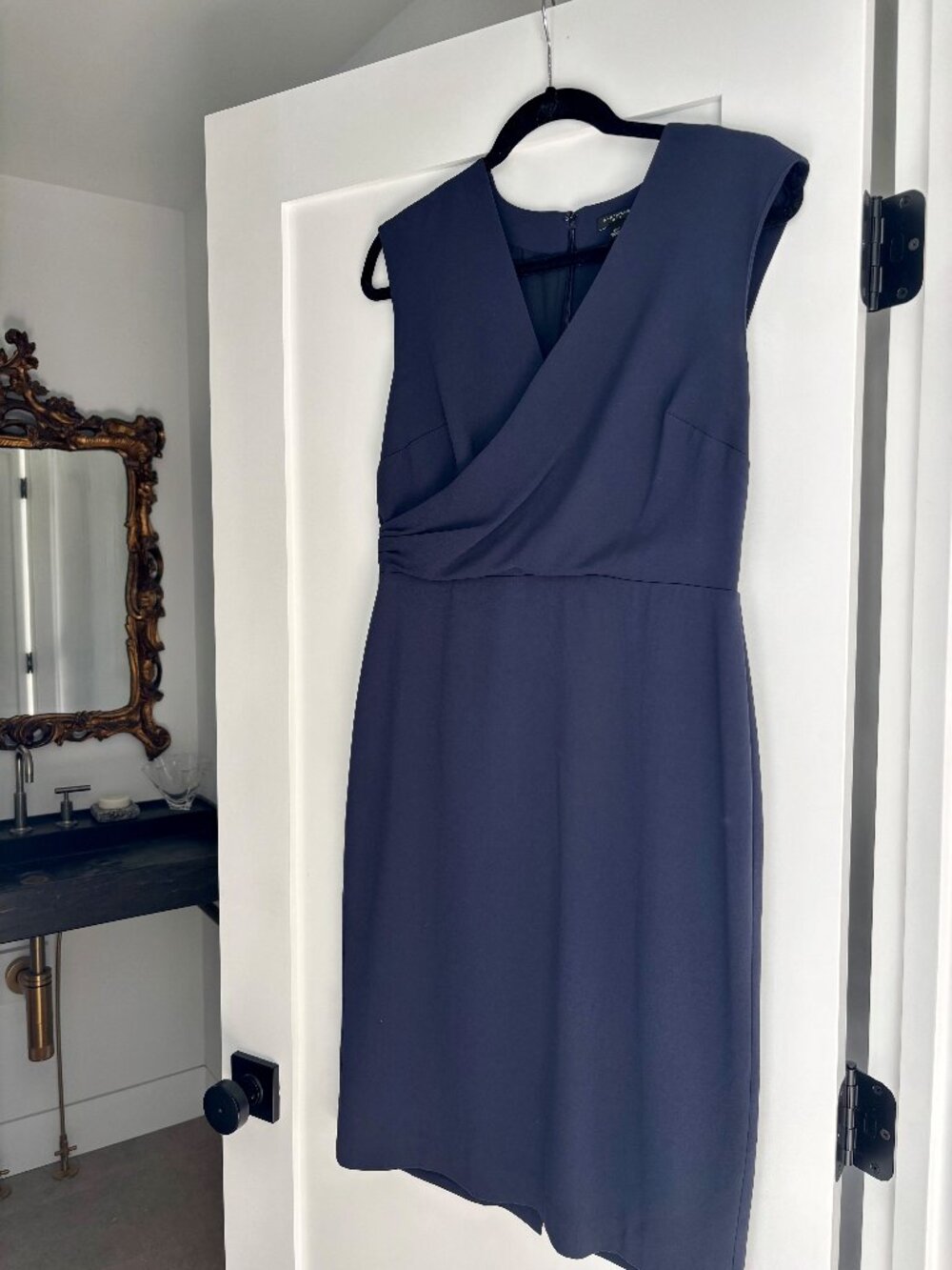 Ann Taylor Petite Navy Blue Sleeveless Wrap Dress | Size 8P